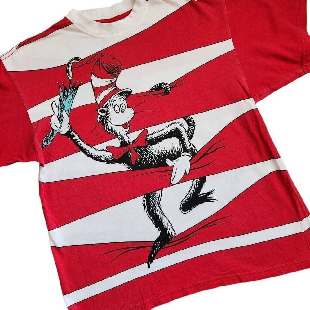 Vintage T Shirt Large Universal Studios Dr Seuss Cat in the Hat Thing Green Eggs
